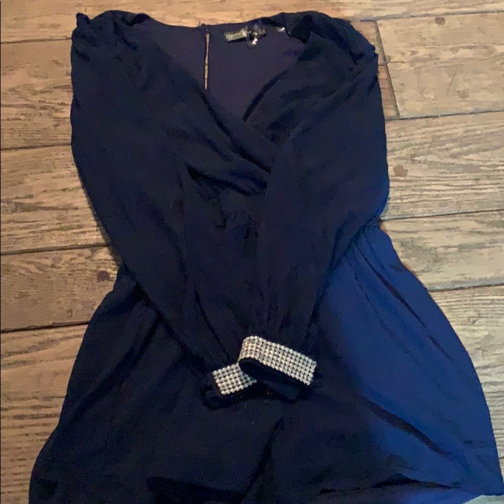 Navy blue long sleeve romper